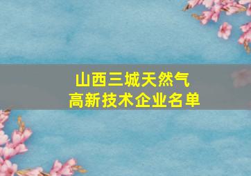 山西三城天然气 高新技术企业名单